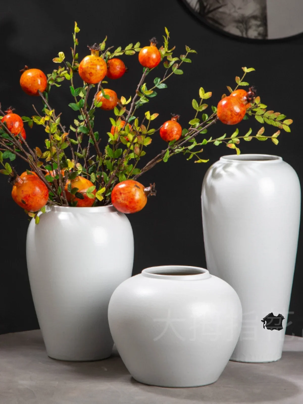 

Ceramic vase, living room with dried flower ornament, new Chinese-style entrance office flower utensil, white hydroponic