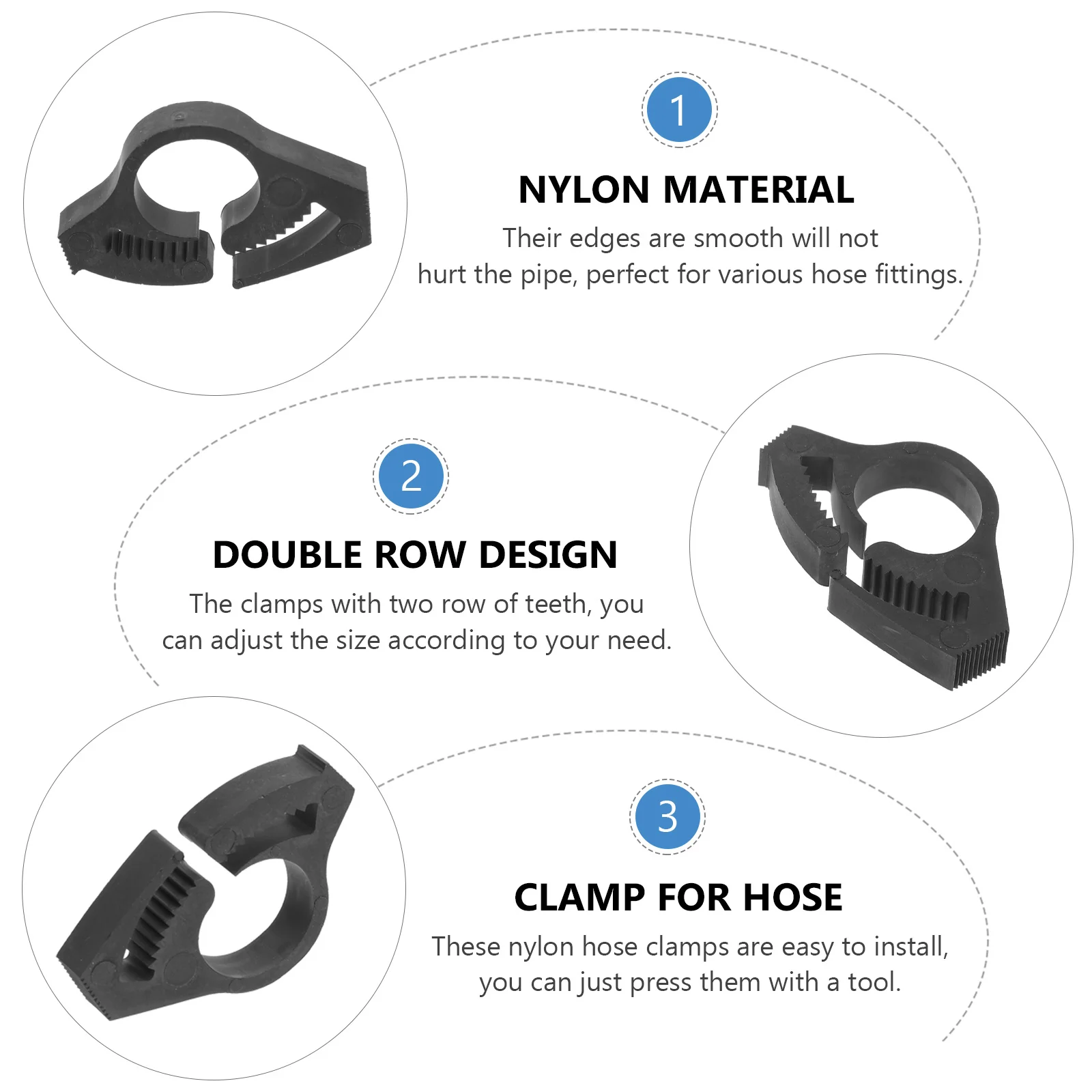 

10Pcs Cable Lock Wire Clips Double Grip Nylon Ratcheting Hose Clamps Adjustable Durable Hose Clamps for Industrial Plumbing