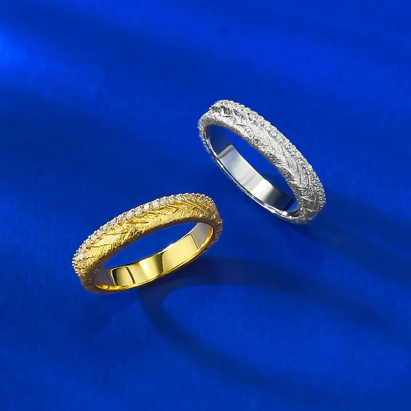 

S925 Silver Little Red Book Same Style Ring, Middle Aged Brushed Weaving Strip, Zircon Inlaid Style Ring, Daily Simple Style