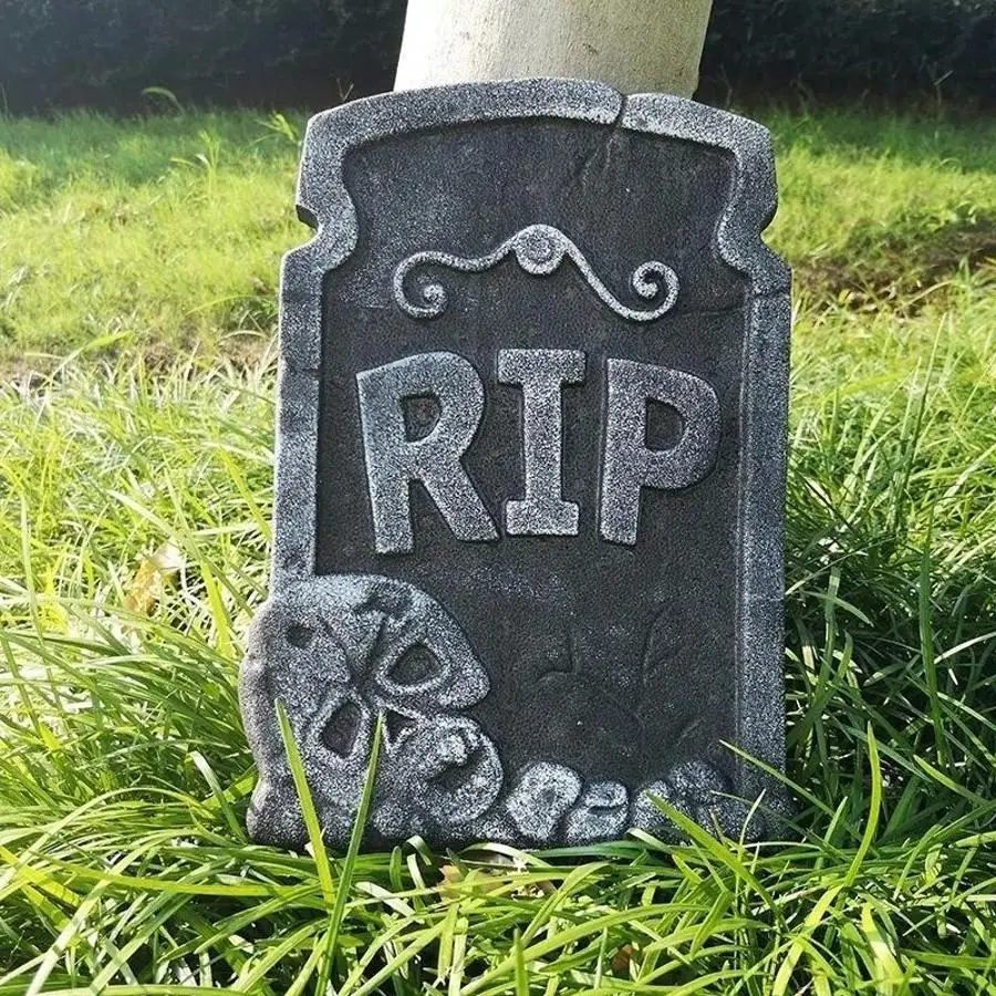 Halloween Foam Tombstone Decoration RIP Skull Graveyard Prop Haunted House Party Garden Cemetery Outdoor Horror Decor Supplies