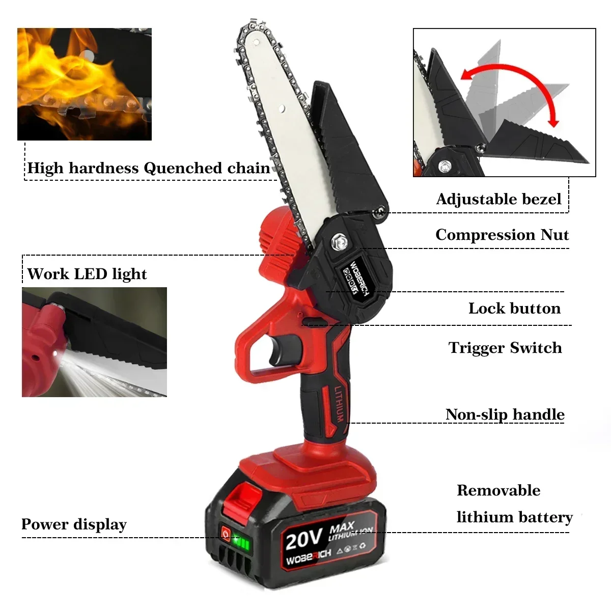 Electric Mini Chain Saws Pruning ChainSaw Cordless Garden Tree Logging Trimming Saw Wood Cutting With Battery For Makita