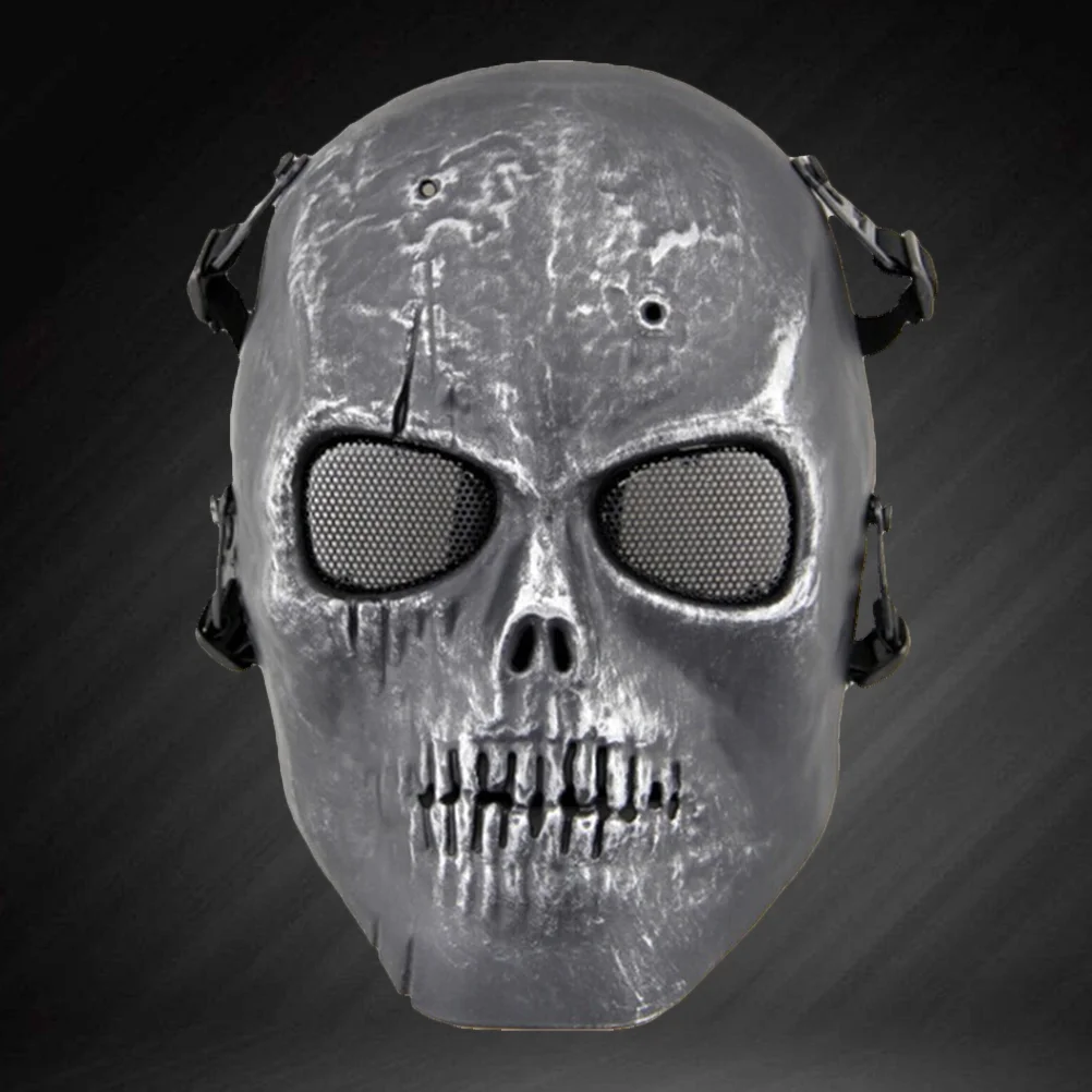 Skull Full Face Cosplay Mask for Halloween CS Game Survival Game Cosplay and Masquerade Party (Silver