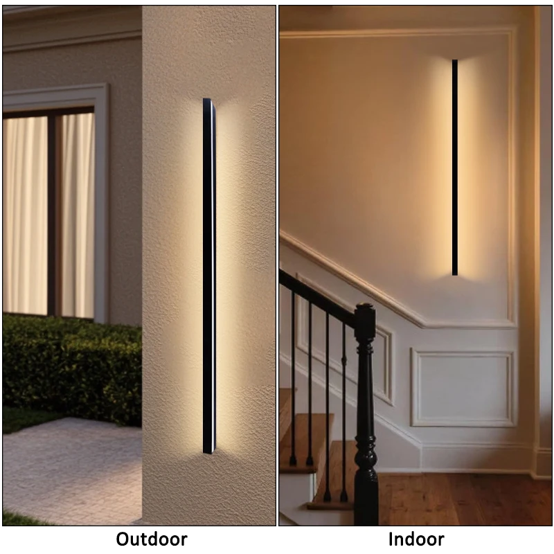 Lámpara de Pared LED para Exteriores, Impermeable IP65, para Jardín, Pasillo, Tira de CA, Material de Aluminio Moderno, 85-265V, Luz Decorativa para Exteriores