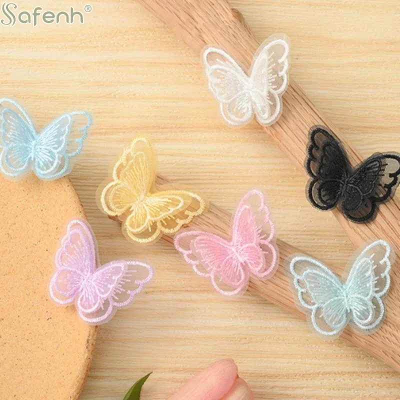 10Pcs/pack Embroidery Lace Butterfly Sew Iron On Patch Badge Wedding Bridal Dress Embroidered Applique Craft DIY Sewing Supplies