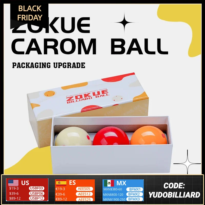 ZOKUE Carom Ball Set with 61.5 mm Complete 3 Ball Set Carom Billiard Balls for Beginner 3 cushion carom cue