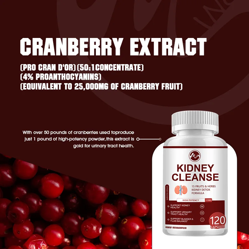 Cranberry Astragalus Root Extract Kidney Cleanse Capsule Natural Herbal Extract Liver Cleanse Detox Bladder Urinary Tract Health