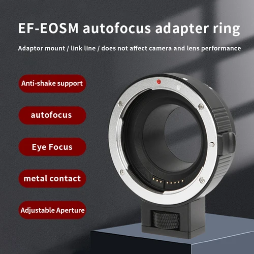 Adaptador de lente EF-EOS M, adaptador de montaje electrónico de enfoque automático EF a M para lentes Canon EF/EF-S a cámaras sin espejo serie EOS M