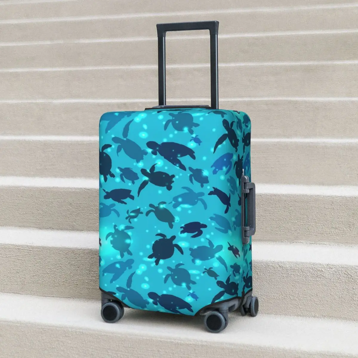 

Tropical Marine Suitcase Cover Turtles Swimming Flight Travel Strectch Luggage Case Protector