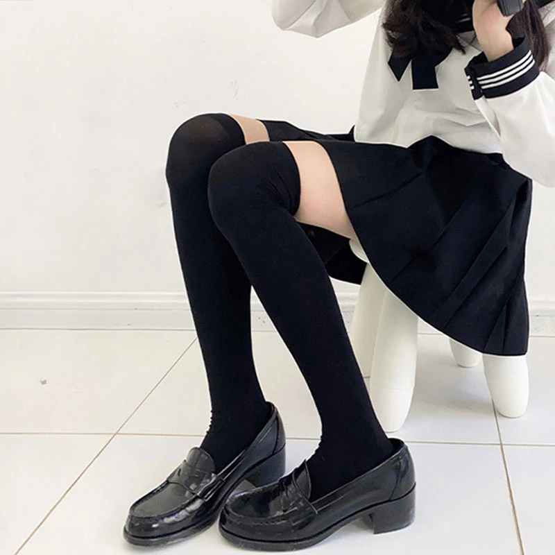 

Women Solid Color Sexy Long Socks Women Over Knee Thigh High Over The Knee Stockings Ladies Girls Warm Knee Socks