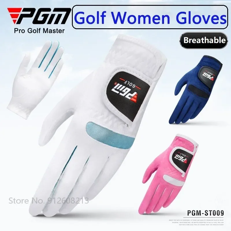 PGM 1 Pair Women's Soft Golf Gloves Ladies Left and Right Breathable Golf Mitten Female Elastic Microfiber Cloth Sports Gloves