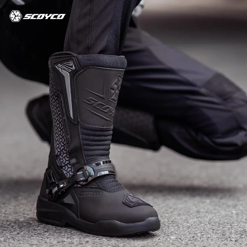 SCOYCO Motorcycle Boots Men Four Seasons Motorcycle Riding Equipment Off-road Rally Shoes Fall Proof Breathable Riding Shoes