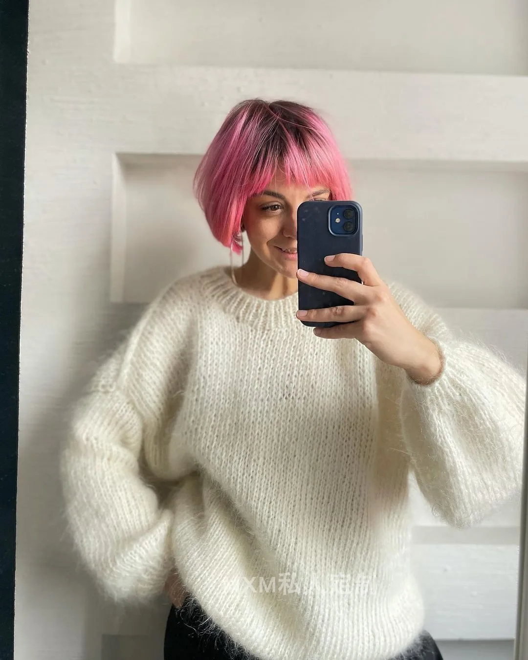 20Spring new round neck pullover mohair sweater for women, loose and lazy casual sweater for women, gentle and pink for girls