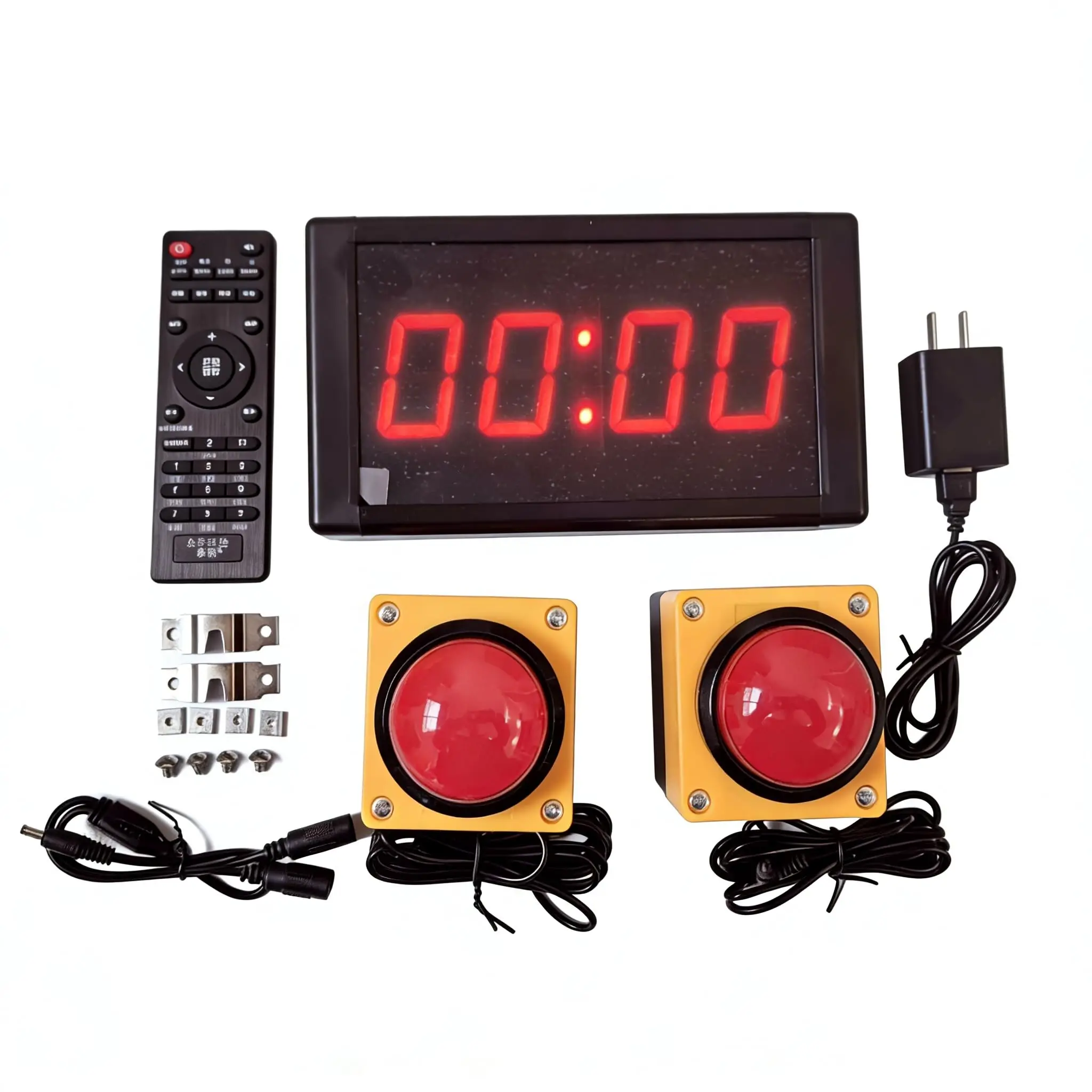 Temporizador multifuncional de tela grande com 2 botões e controle remoto para competições, discursos, entrevistas, escalada, esportes e fitness