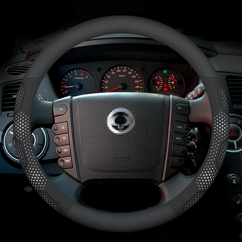 SsangYong Kyron Rexton tivoli Actyon korando Rodius Musso Włókno węglowe Zamsz Skórzany pokrowiec na kierownicę samochodową Akcesoria samochodowe