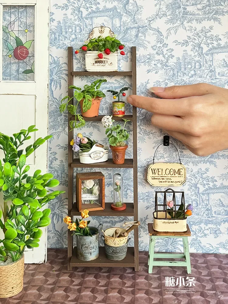 1/6 Doll House Model Furniture Accessories Wall Ladder Flower Storage Rack Bjd Ob11 Gsc Blyth Soldier Lol Dollhouse Miniatures