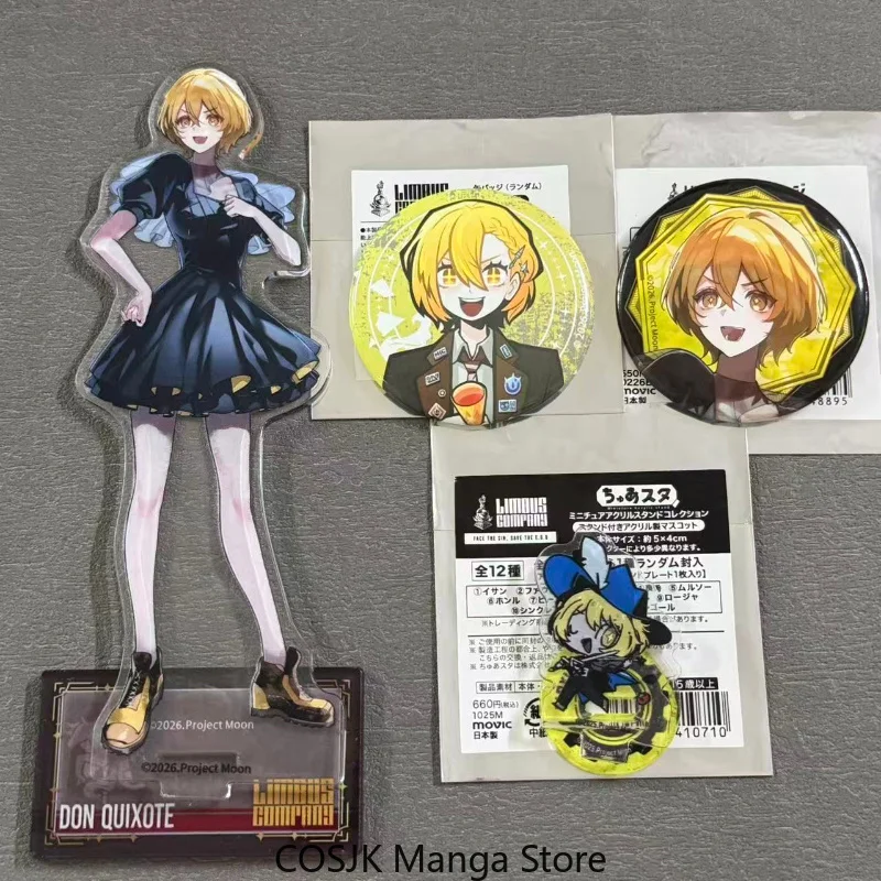 Anime Limbus Company Don Quixote Acrylic Standee Double Flash Tin Badge Desktop Ornament Decor Figure Birthday Gift Xmas Cosplay