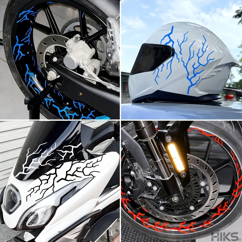 

1SET Lightning Crack Pattern Stickers, Multi Color Waterproof Decals, For Motorcycle Wheel Rim Helmet Body Decor