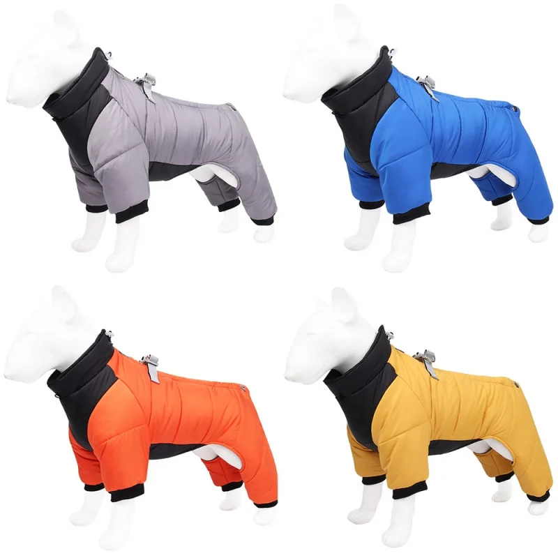 New autumn and winter windproof pet clothing warm dog and comfortable cotton-padded with traction hook