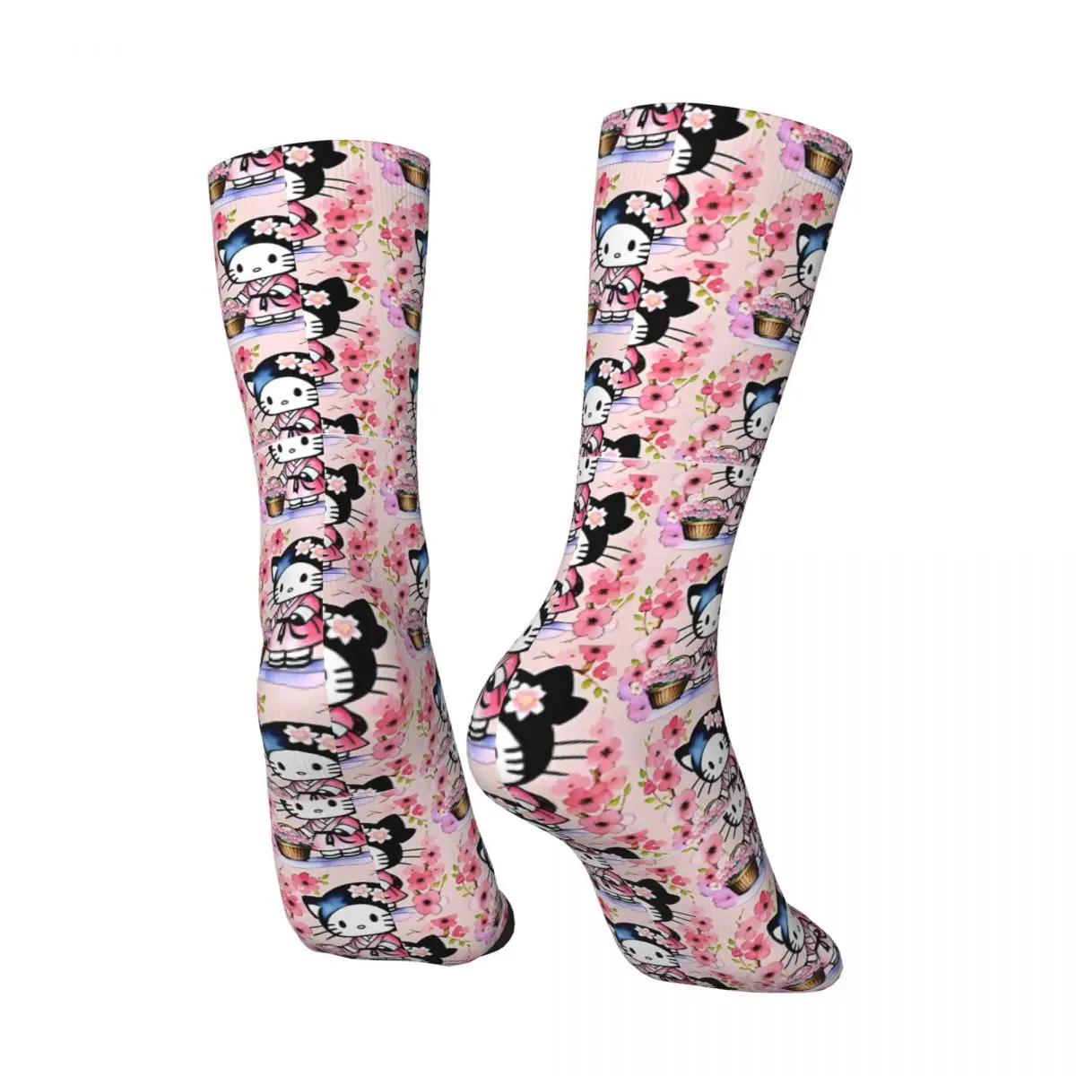 1 Pair Happy Funny Sakura Festival Hello Kitty Retro Harajuku Sanrio Hip Hop Novelty Seamless Crew Crazy Sock