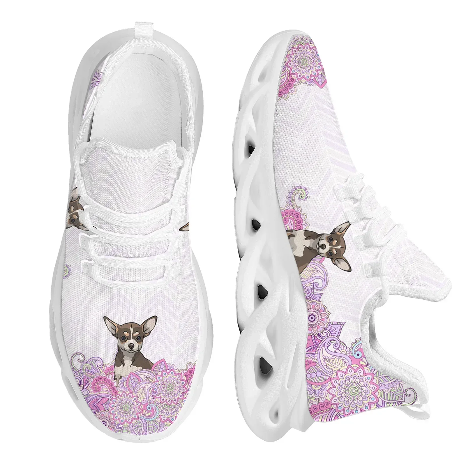 

Outdoor Mesh Sneakers Chihuahua Bohemia Paisley Design Lace-up Platform Shoes for Women Casual Running Shoe Footwear