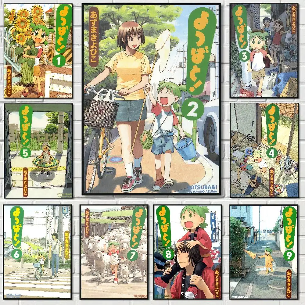 Comic Yotsuba&! Anime Poster Waterproof Wall Art Sticker For Bar Living Room Vintage Room Decor Print Gift