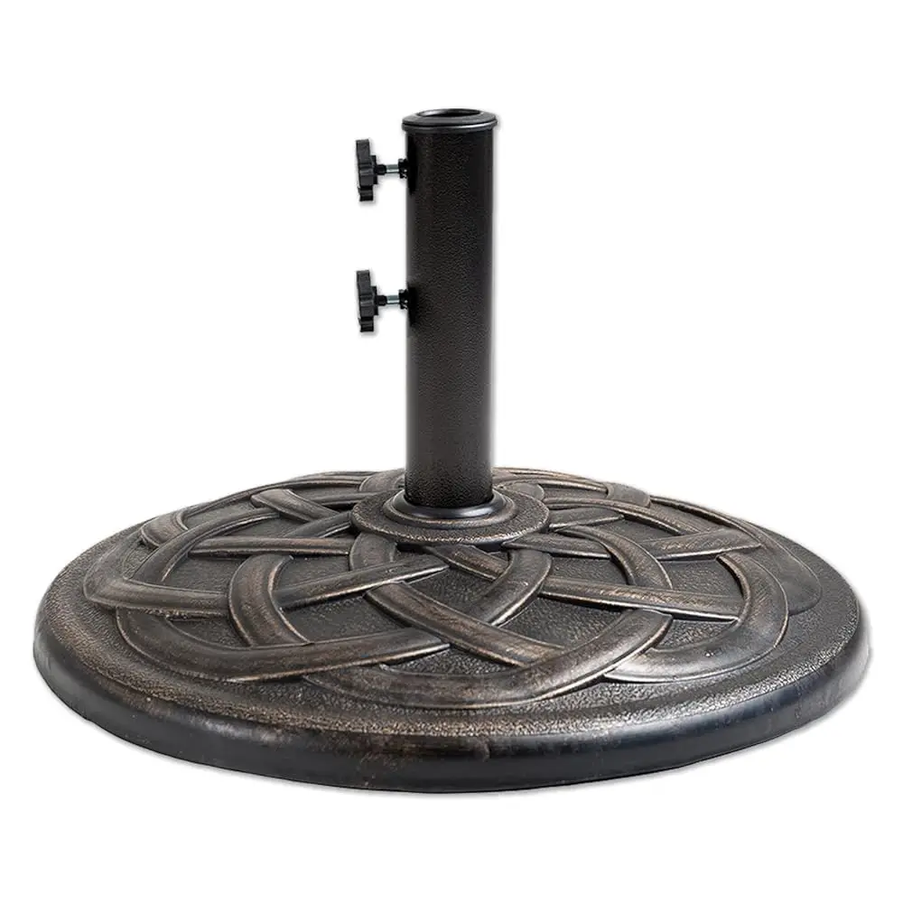 

31 Lb Heavy Duty Umbrella Base, Round Resin Stand Weight For Patio Outdoor Market Table Umbrella, Bronze