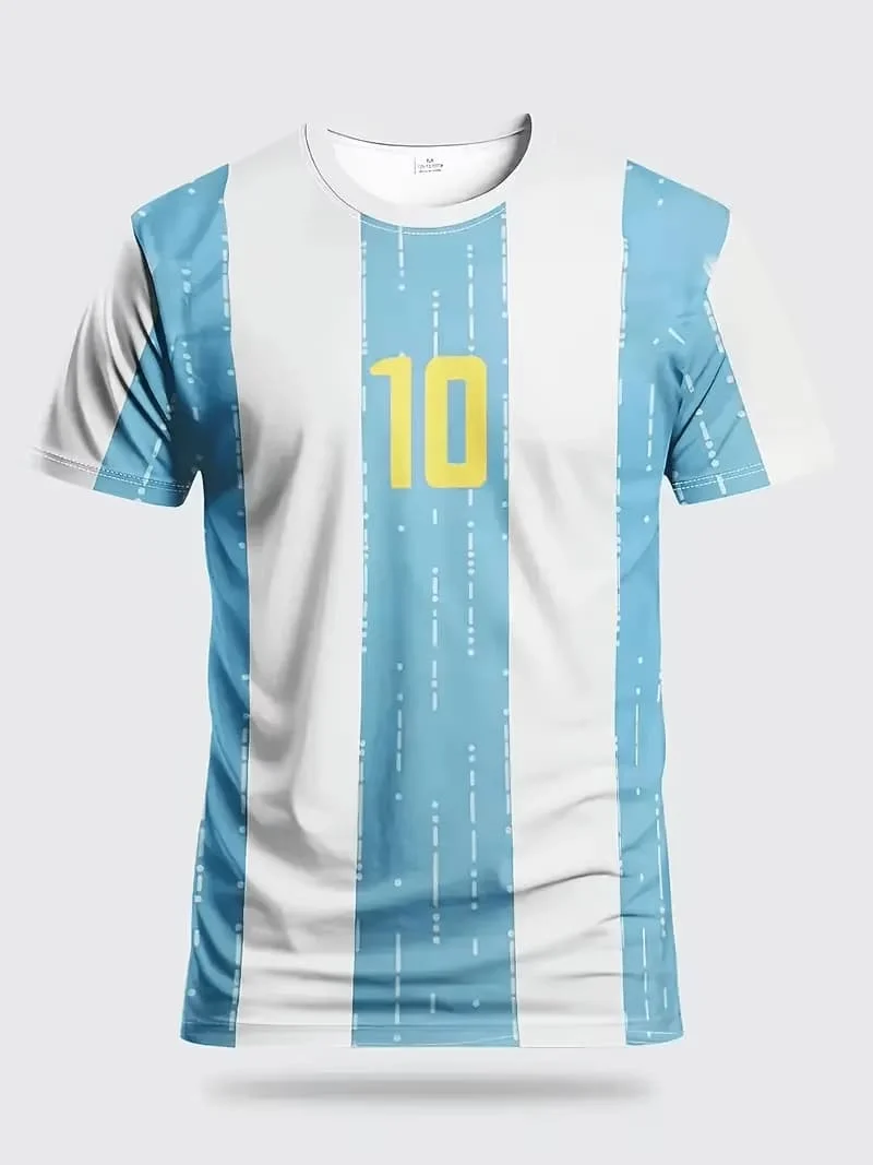 Camiseta de Fútbol Estilo Argentino, Cómoda, Cuello Redondo, Sudadera de Fútbol Adecuada para Entrenamiento, Partidos, Actividades al Aire Libre, para Niños y Familia