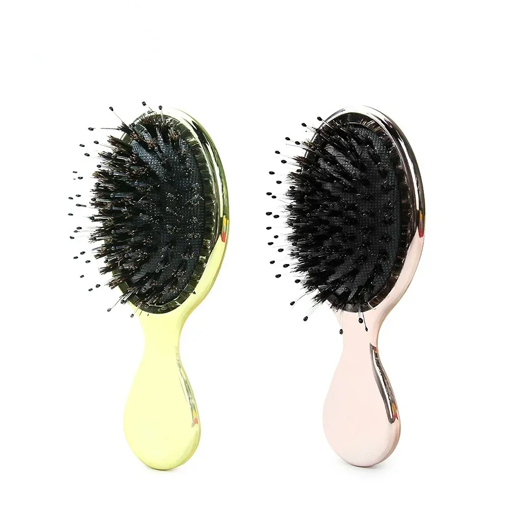 Anti Static Hair Comb Girl Mini Hair Brush Gold and Silver Color Oval Comb Woman Hairdressing Massage Comb Brush Hair