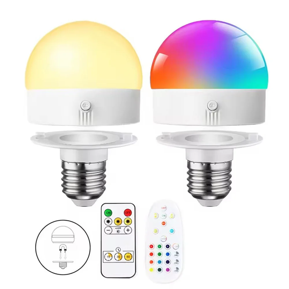 

E26/E27 Base USB Recharged Led Bulbs WW/NW/CW or RGB Color with Remote Controller Indoor Decorative Night Lamp for Bedroom,Foyer