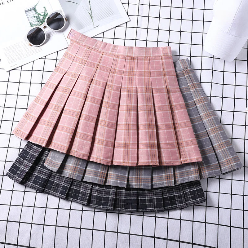 

Skirts Woman Clothing Summer Korean Style Fashion Plaid Saia Plissada Feminina Girl School Uniform Mini Pleated Short Skirt