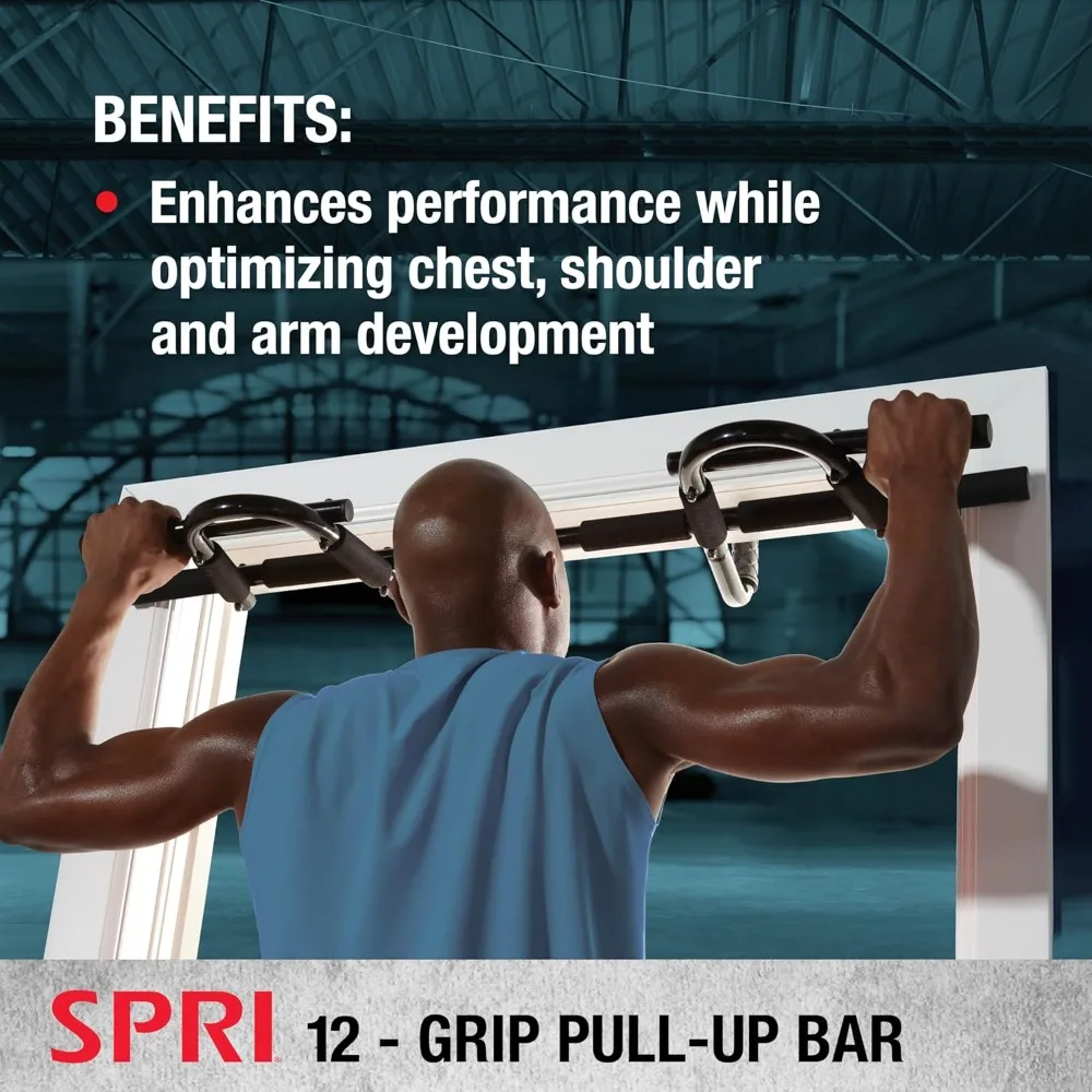 شريط سحب لإطار الباب ذو 8 مقابض - معدات صالة الألعاب الرياضية المنزلية المصنوعة من الفولاذ بسعة 300 رطل لتدريبات الجسم بالكامل #2