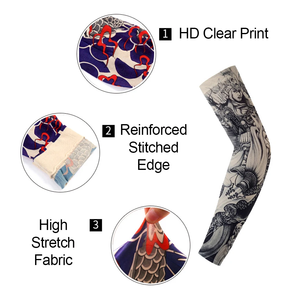 UV Protection Tattoo Arm Sleeves Cycling Unisex Cooling Ice Silk Breathable Stretchable Seamless Fishing Driving Tattoo Cover Up - view 5