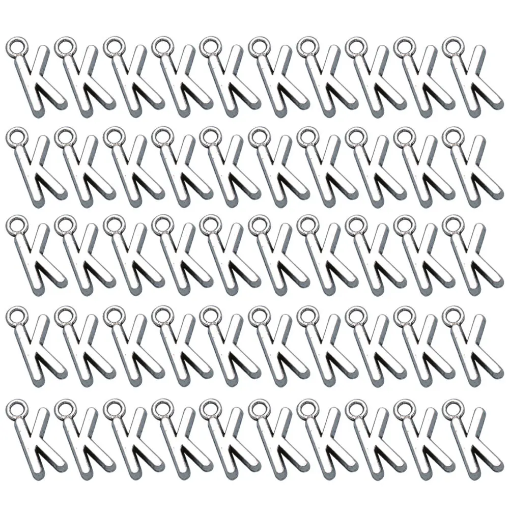 

50 шт. подвесок-букв (K) из сплава для изготовления украшений своими руками: для ожерелий, браслетов, серег, брелоков, цепочек на ногу, скрапбукинга