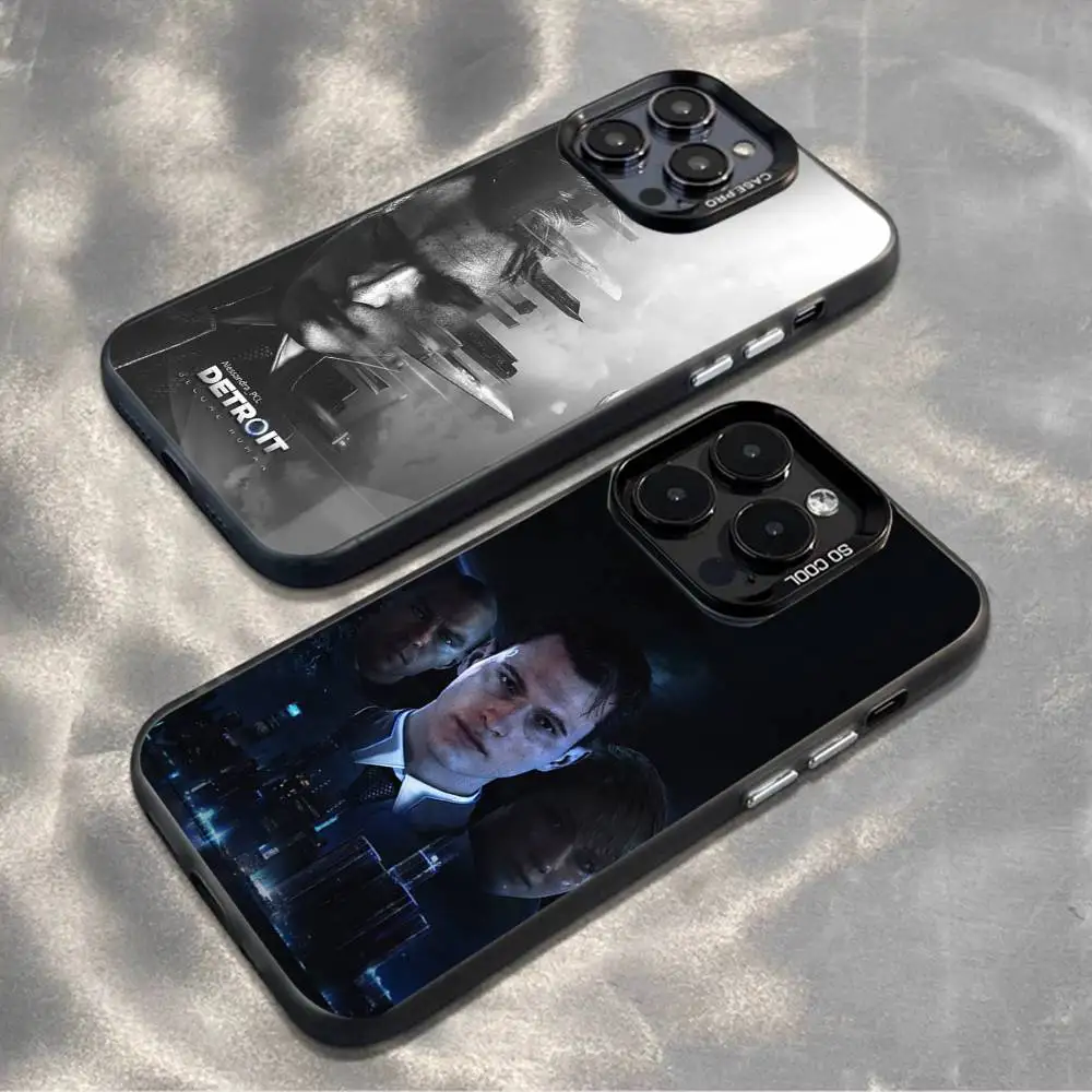 D-Detroit Become H-Human coque de téléphone pour iPhone 16,15,14,13,12,11,Mini,Pro,MAX,plus, noir mat housse antichoc