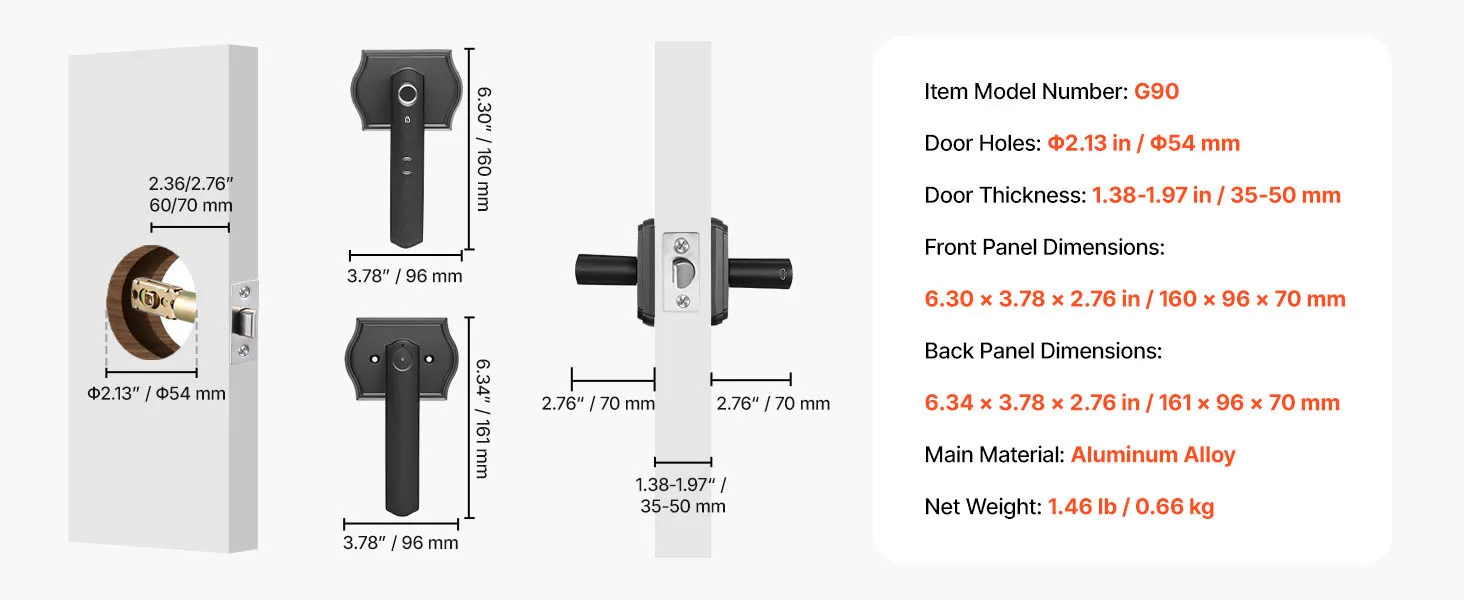SucceBuy Fingerprint Door Lock Electronic Biometric Deadbolt with Touchscreen Auto Locking Anti-Peeking Password for Apartment