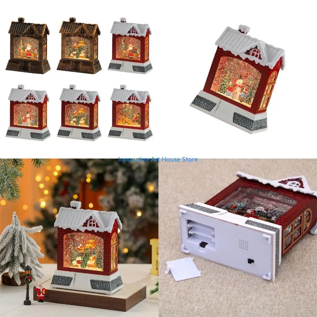 E1PC Lighted Christmas Accent with Faux House Form and Water-Filled Front View