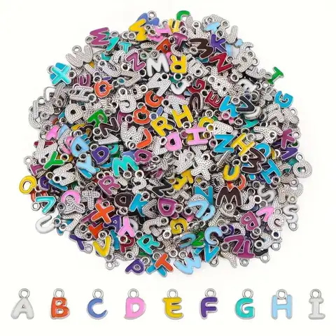 100pcs/lot Colorful Enamel A-Z Alphabet Charms Random Mixed Letter Pendant For DIY Jewelry Making Necklace Bracelet Accessories
