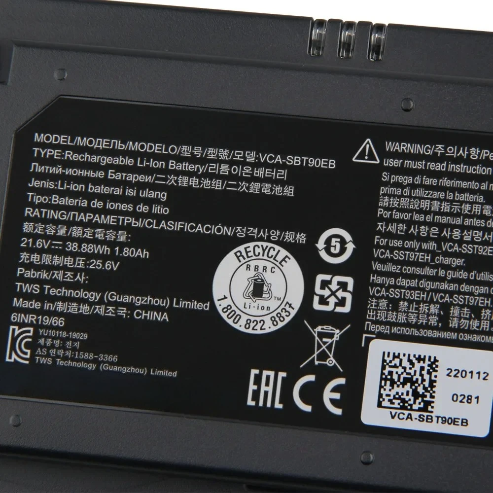 Аккумулятор для пылесоса VCA-SBT90E VCA-SBT90EB VCA-SBT90 VCA-SBTA60 для Samsung Jet 70 Pet Jet 90 Stick и Jet 75 60