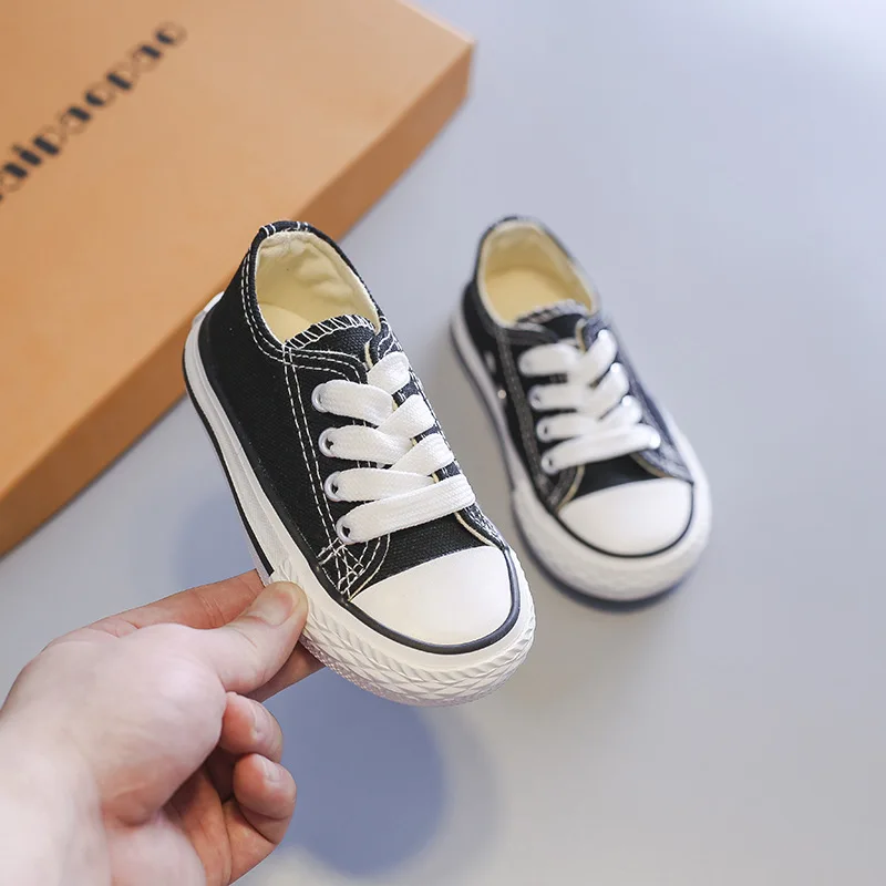 Girl Sneakers 2024 Spring Autumn New Boy Shoes Kids Jelly Color Canvas Shoes Casual Lace Up Classic Flats Children Shoes