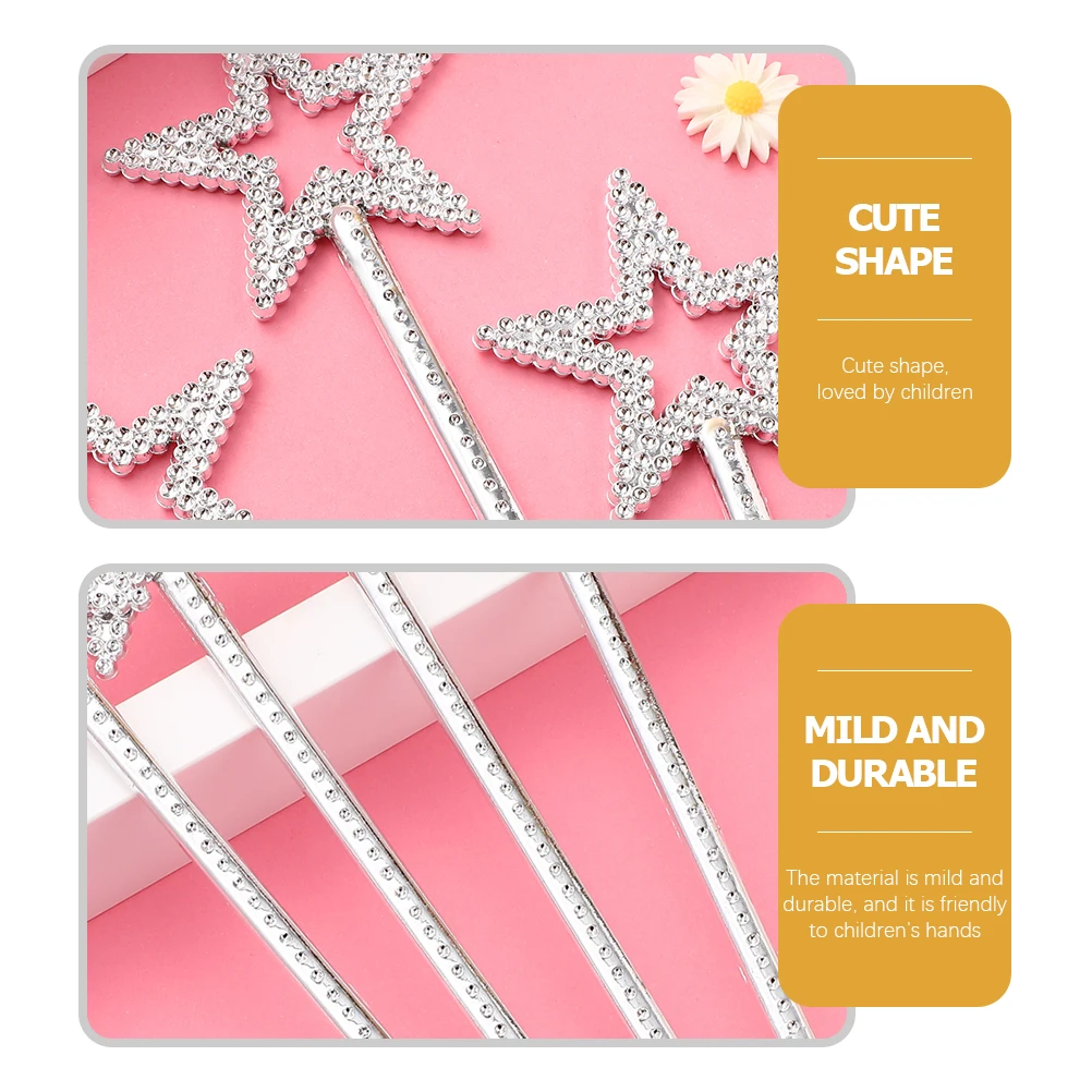 

12pcs Fairy Wands Star Shaped Glitter Sticks Kids Cosplay Wand Lightweight Party Game Props Decorative Stage