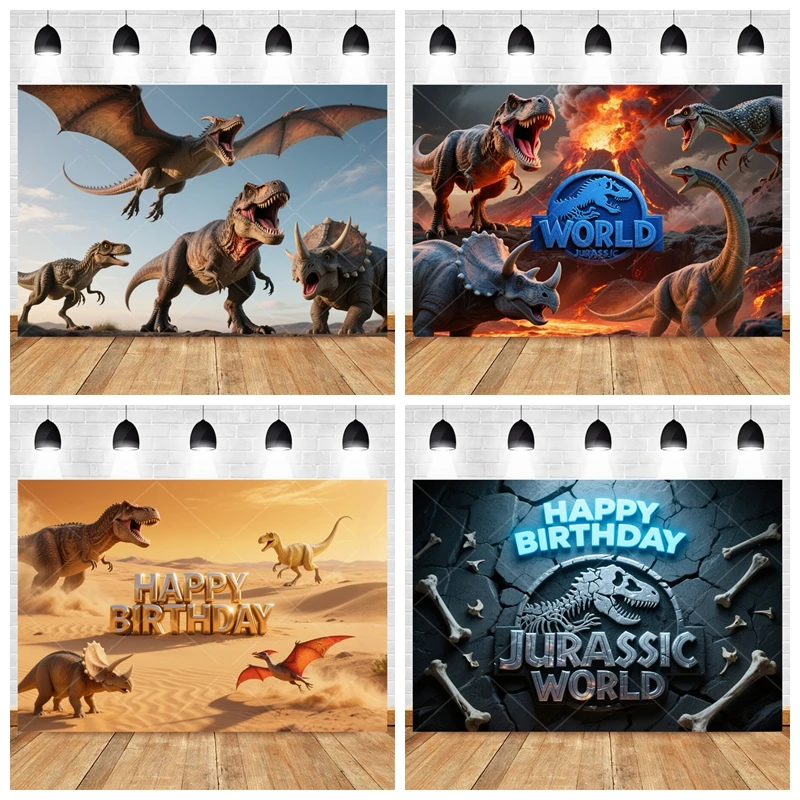 

3D Dinosaur Jungle Jurassic Park Birthday Party Backdrop Photo Booth Background Kids Children Baby Shower Decor Custom Banner