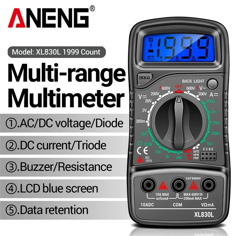 ANENG XL830L Digital Multimeter LCD  Backlight Handheld  AC/DC Voltage Ammeter Voltmeter Tester Ohm Multimetro Automotive tools