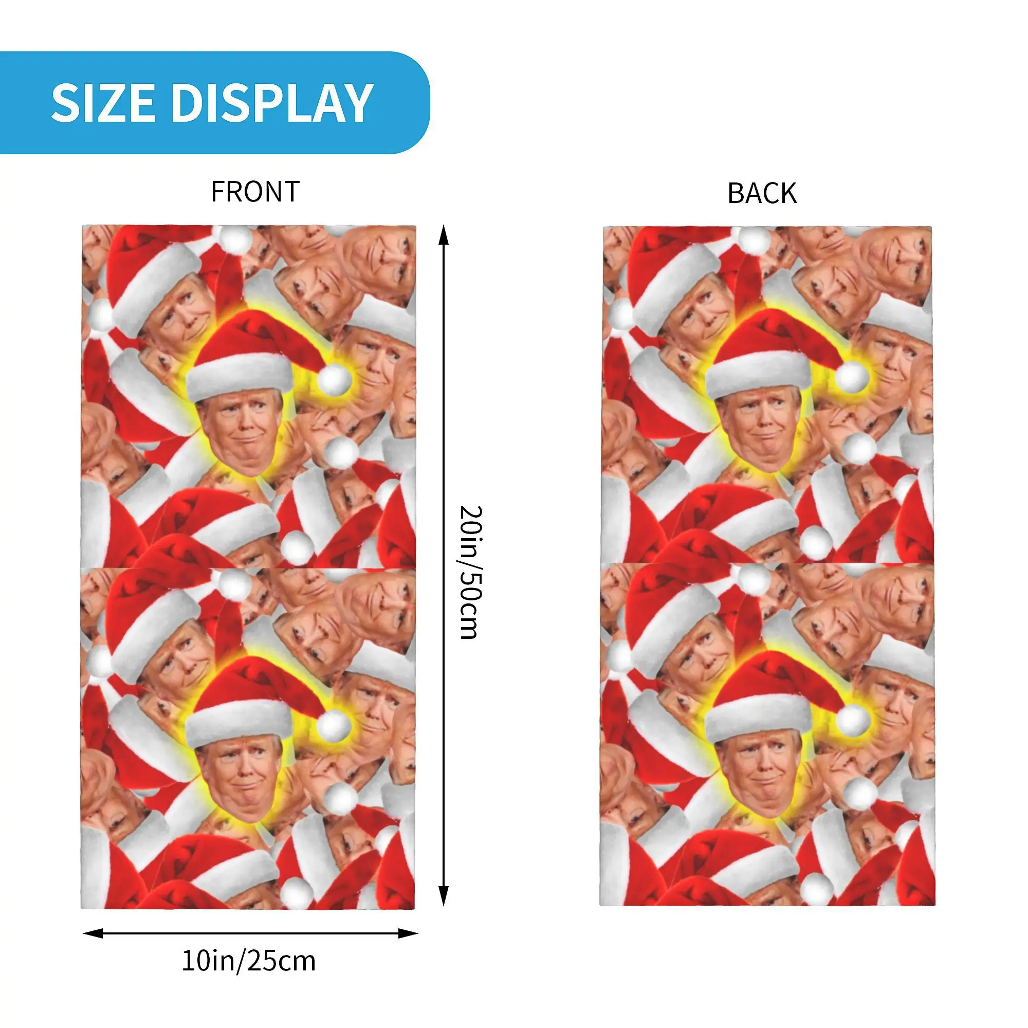 Custom Funny Santa United States Donald Trump Bandana Neck Gaiter for Ski Men Women Wrap Scarf USA Presidential Headband Warmer