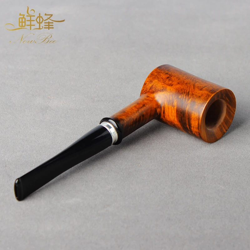 MUXIANG Popeye Pipe Straight Hammer Tobacco Pipe 9mm Filtration Handmade Briarwood Pipe With Decorative Ring for Father\'s Gift