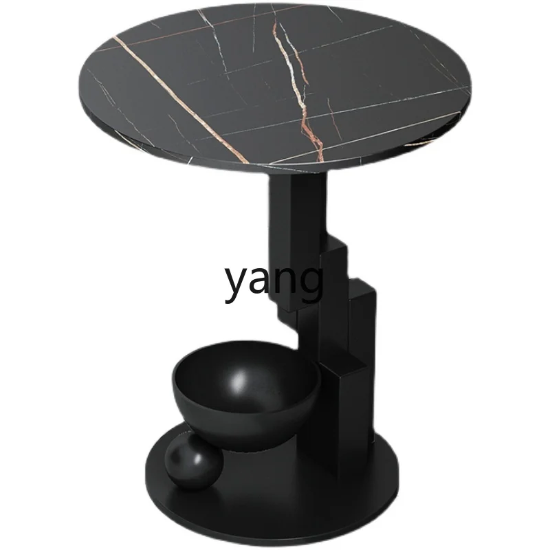 LMMM simple living room stainless steel rock slab sofa side table bedside cabinet corner table mini coffee table