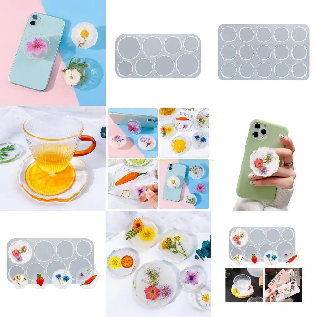 

D46E DIY Round Silicone Mold For Epoxy Resin Placemat Tray Shelf Resin Mold Making Handmade Crafts Home Decorations
