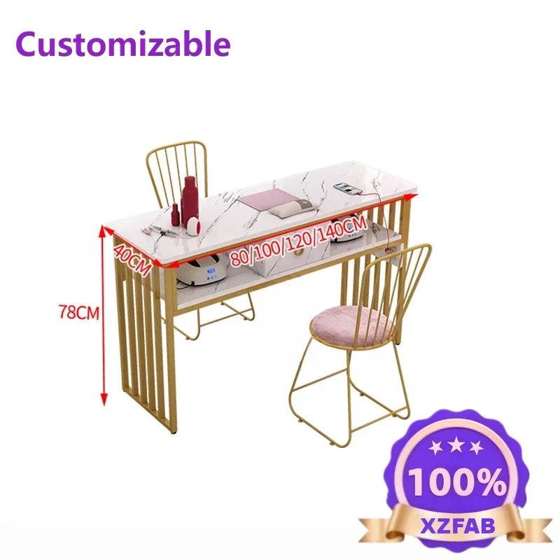 Factory Direct 2026 Long - lasting Nordic Wrought Iron Nail Tables Beauty Salon Professional Manicure Table Modern Minimalist Si