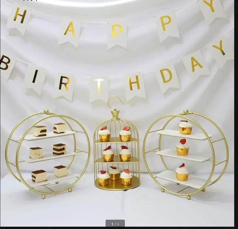 

Metal Cake Pan Three Layers Cake Stand Ceramic Plate Bread Dessert Plate Fruit Tray Snack Tray Decorative Rack Display Stand