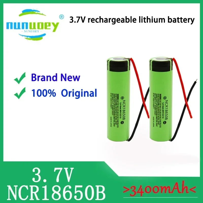 

2025Brand new 100% original 18650 battery 34B 3400mAh 3.7V rechargeable lithium battery flashlight toy DIY cable