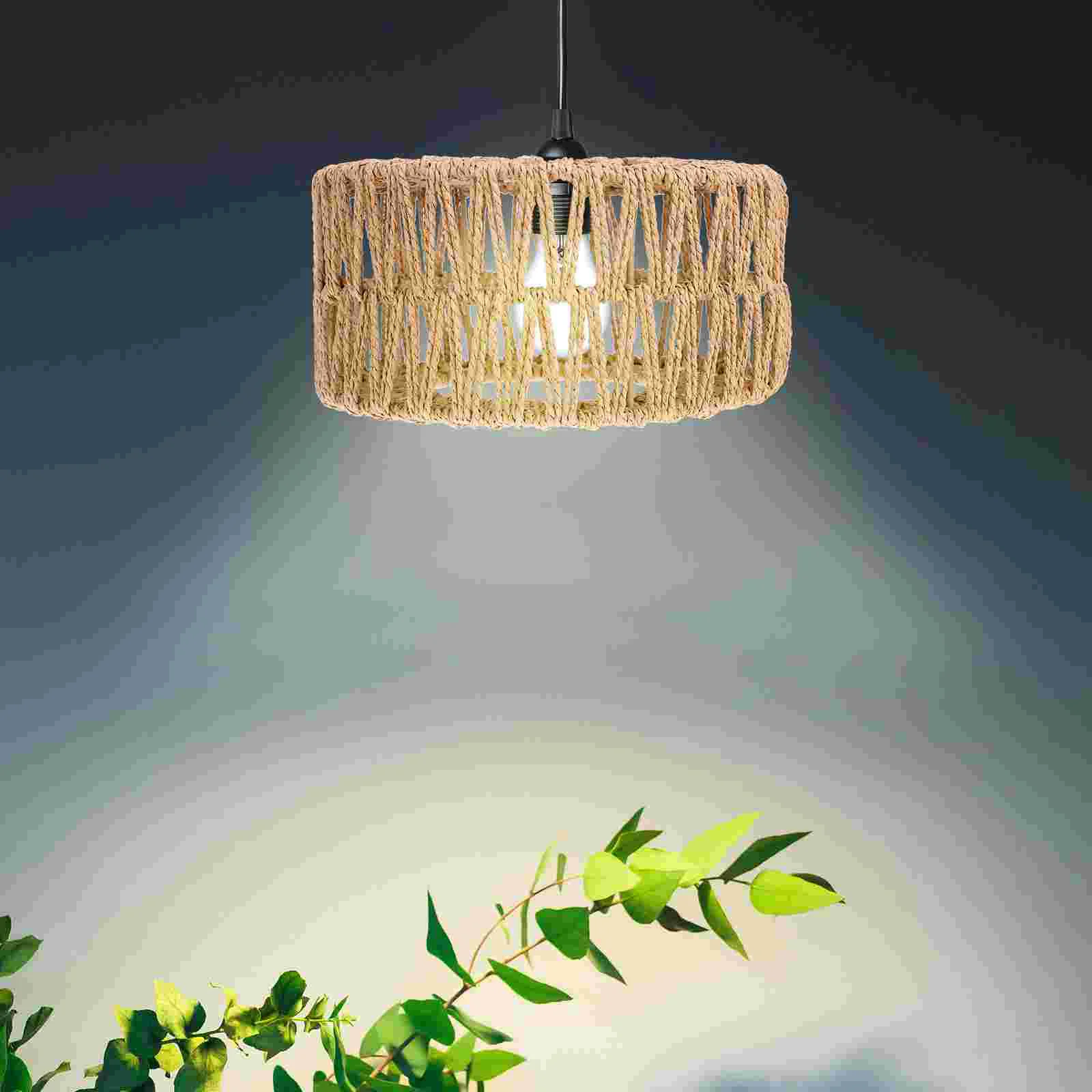 Braided Straw Rope Lampshade Lampshades Small Lighting Supply Ceiling Chandelier Iron Retro Style
